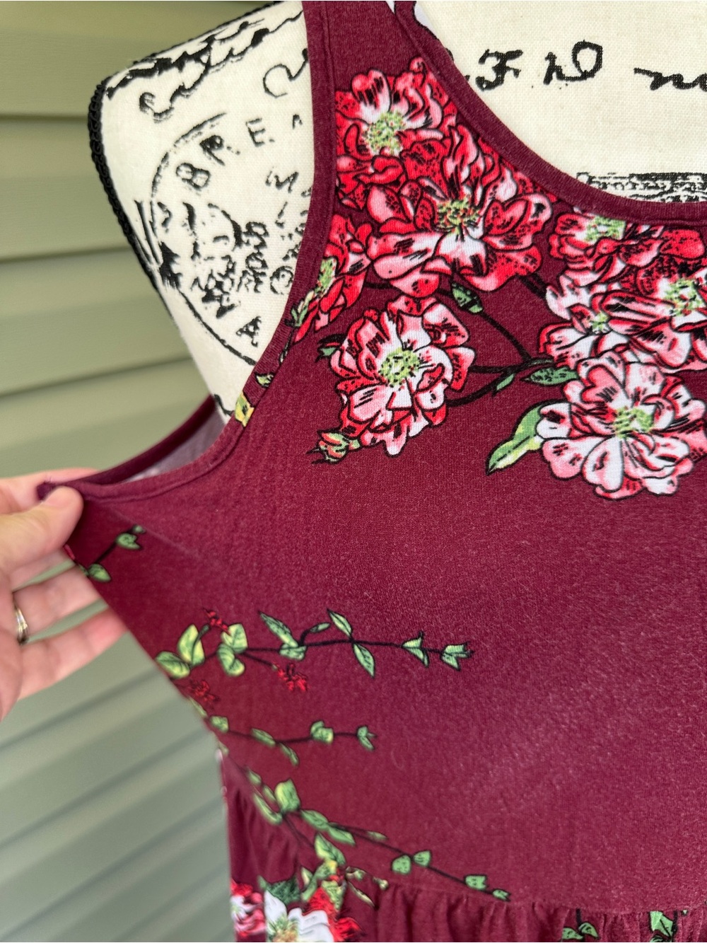 Floral Maroon Maxi Dress - Sleeveless Summer Style size XL long soft stretchy - Picture 3 of 6